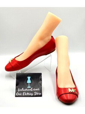 NWOB Michael Kors Women's Crimson  Jilly Gold MK Accent Ballet Flats Size 9 2303